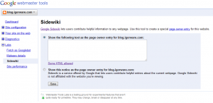 Google Webmaster Tools sidewiki