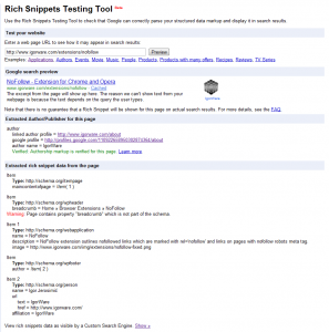 rich snippets test tool